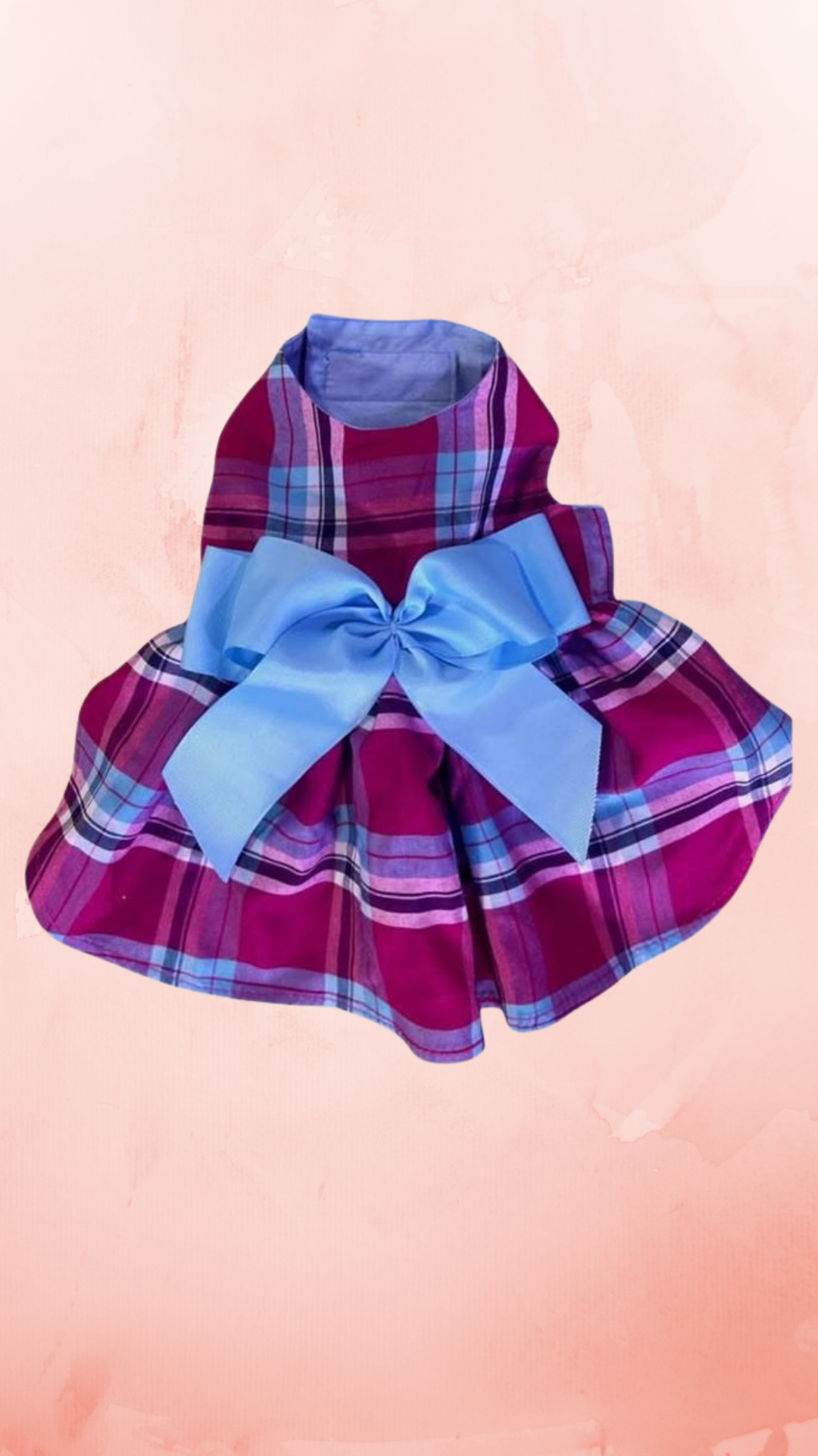 VESTIDO A CUADROS ROSA CON AZUL