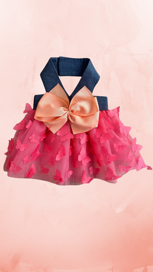 VESTIDO TUTU MARIPOSAS DURAZNO
