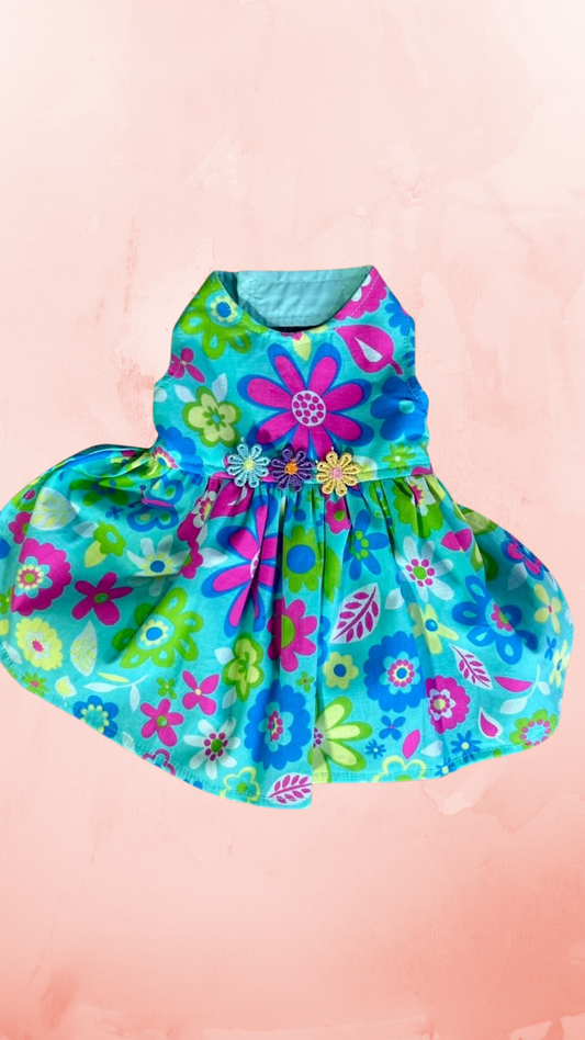 VESTIDO CASUAL TURQUESA FLORAL