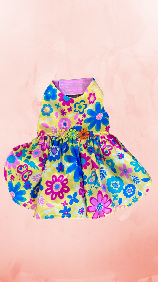 VESTIDO CASUAL AMARILLO FLORAL